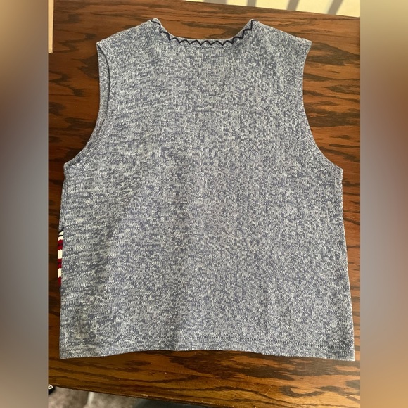 Bobbie Brooks Vintage Y2k Womens Size Large Blue Patriotic Flag Sweater Vest - Picture 2 of 11